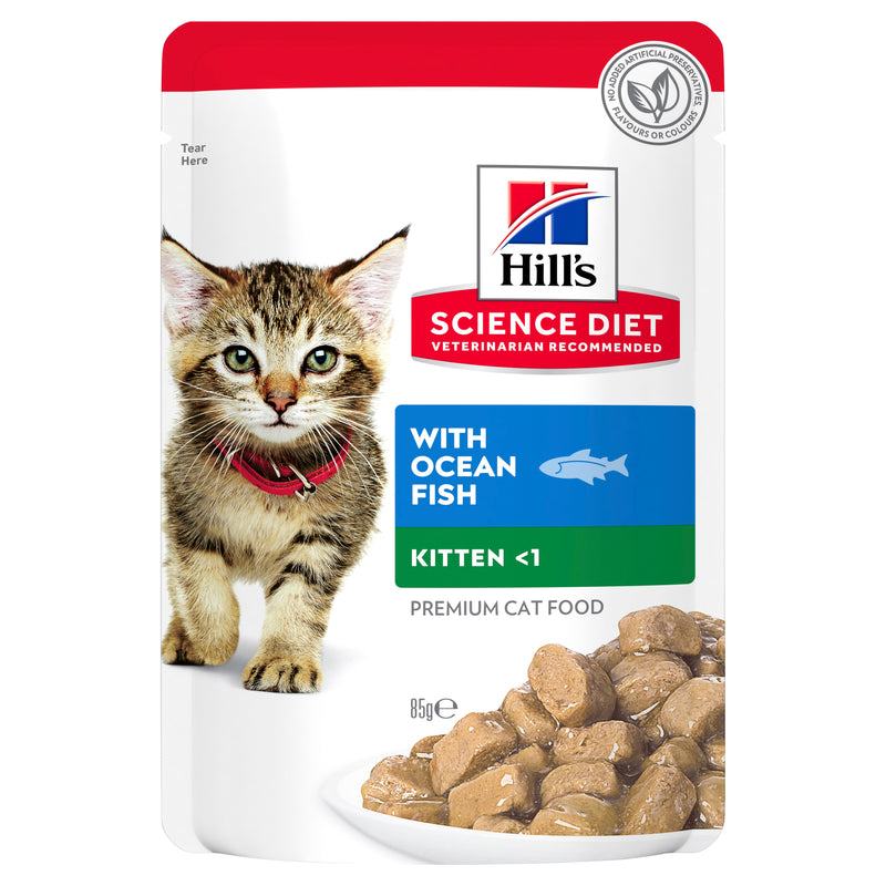 Hill's Science Diet Kitten Ocean Fish Pouches Wet Cat Food 12x85g