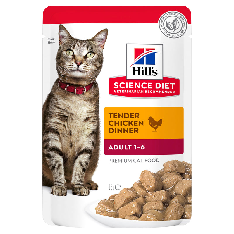 Hill's Science Diet Adult Chicken Wet Cat Food pouches 12x85g