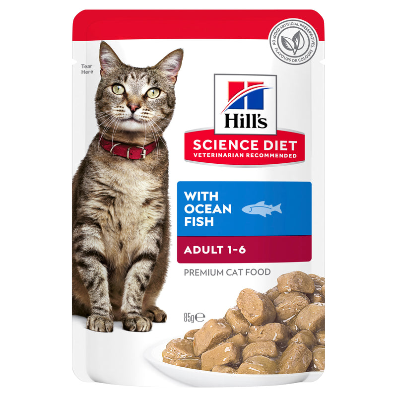 Hill's Science Diet Adult Ocean Fish Pouches Cat Food 12x85g
