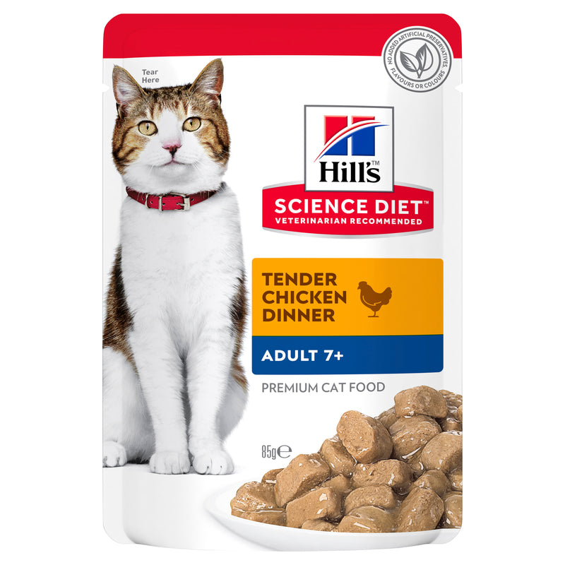 Hill's Science Diet Adult 7+ Chicken Cat Food pouches 12x85g