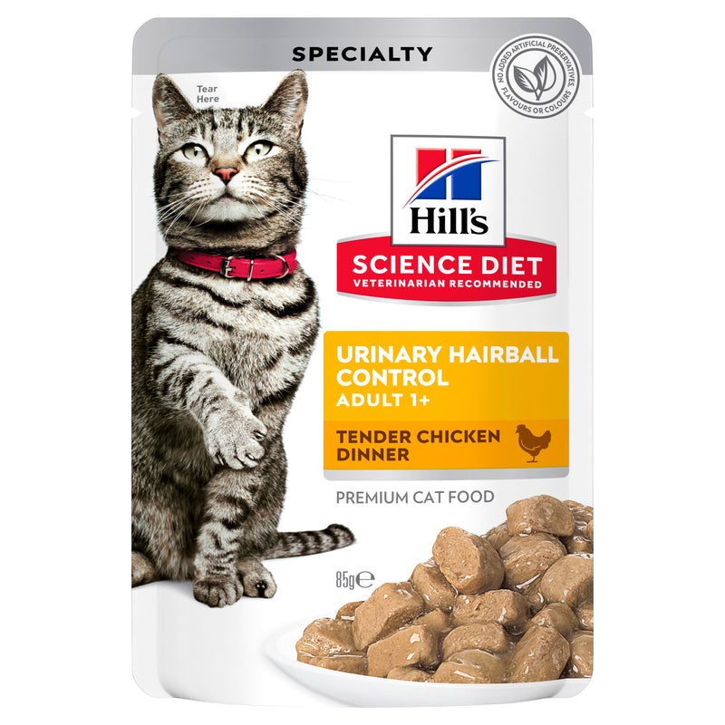 Hill's Science Diet Adult Urinary Hairball Control Chicken Cat Food Pouches  12x85g