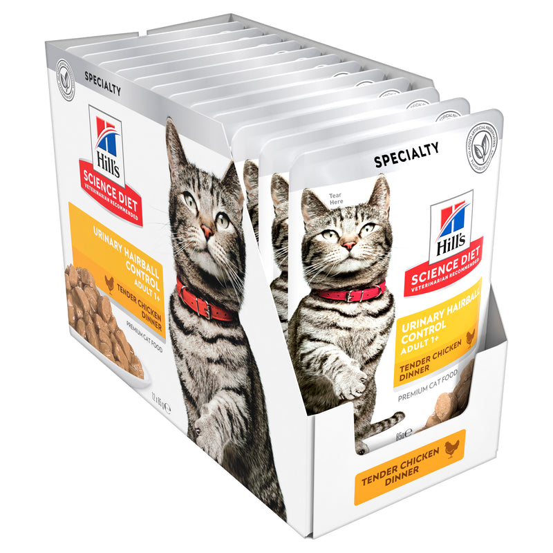 Hill's Science Diet Adult Urinary Hairball Control Chicken Cat Food Pouches  12x85g