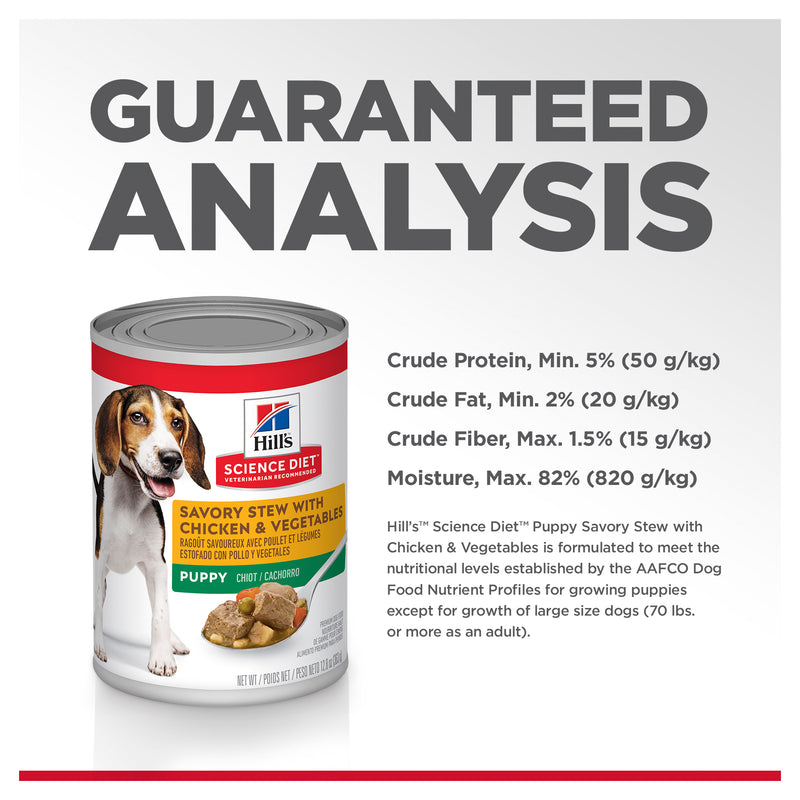 Hill's Science Diet Puppy Savory Stew Chicken & Vegetables Canned Wet Dog Food 12x363g