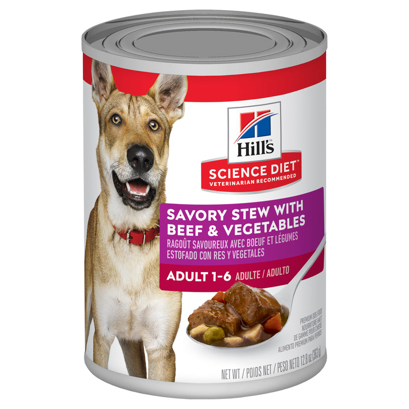 Hill's Science Diet Adult Savory Stew Beef & Vegetables Canned Wet Dog Food 12x363g