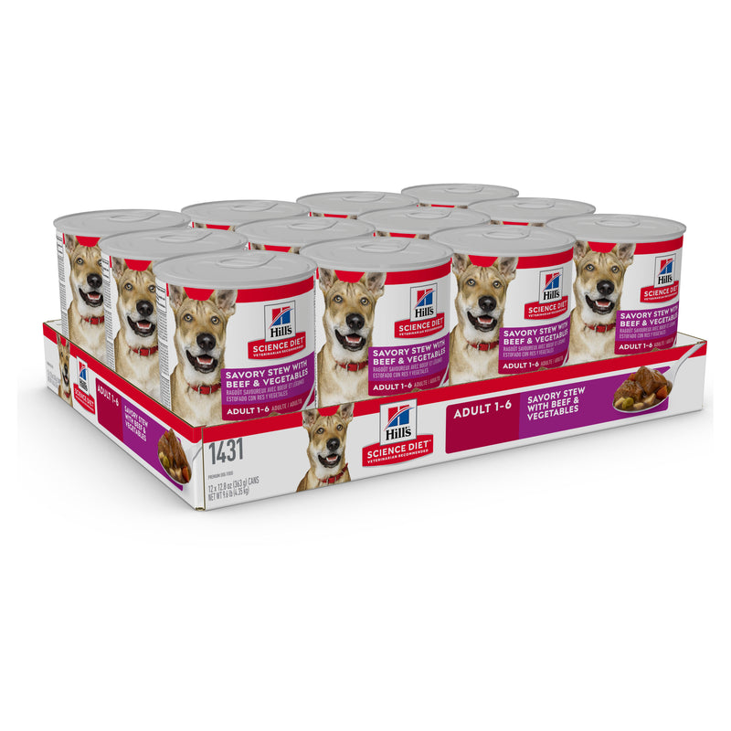 Hill's Science Diet Adult Savory Stew Beef & Vegetables Canned Wet Dog Food 12x363g