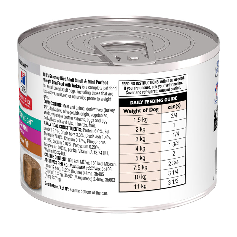 Hill's Science Diet Perfect Weight Small & Mini with Turkey Canned Dog Food 12x200g