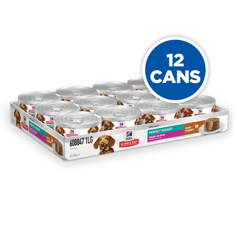 Hill's Science Diet Perfect Weight Small & Mini with Turkey Canned Dog Food 12x200g