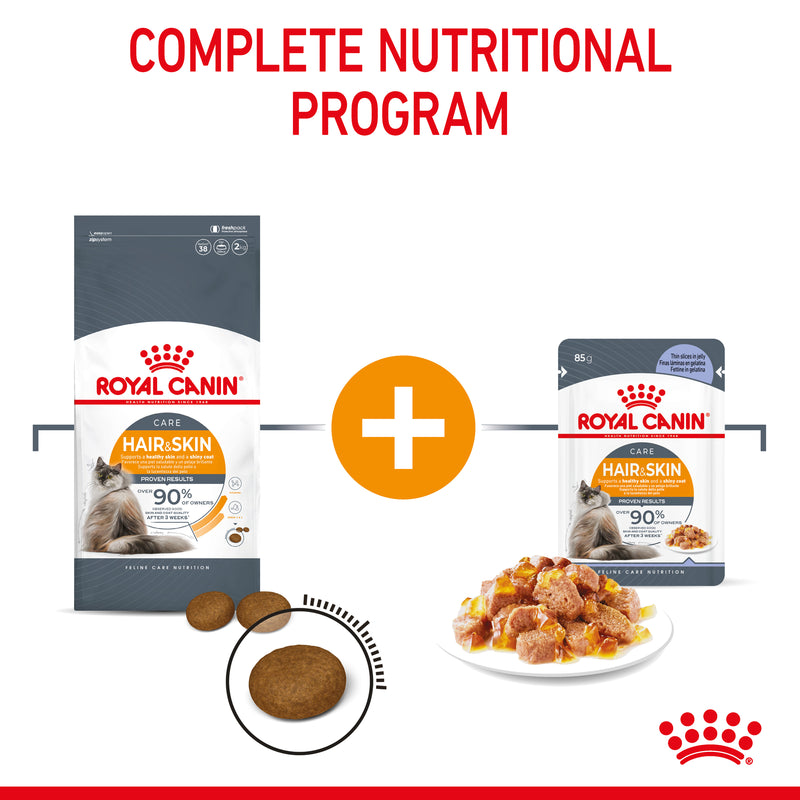 ROYAL CANIN® Hair & Skin Care Jelly Adult Wet Cat Food Pouches 12x85g