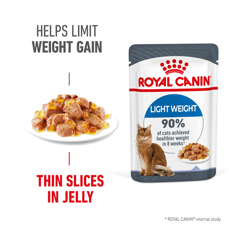 ROYAL CANIN® Light Weight Care Jelly Adult Wet Cat Food Pouches 12x85g