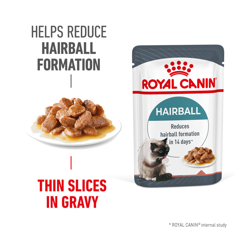 ROYAL CANIN® Hairball Care Gravy Adult Wet Cat Food Pouches 12x85g