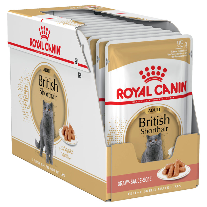 ROYAL CANIN® British Shorthair Breed Adult Wet Cat Food Pouches 12x85g