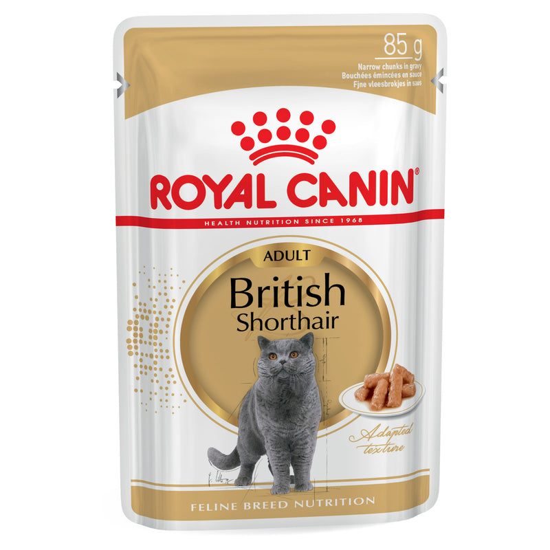 ROYAL CANIN® British Shorthair Breed Adult Wet Cat Food Pouches 12x85g