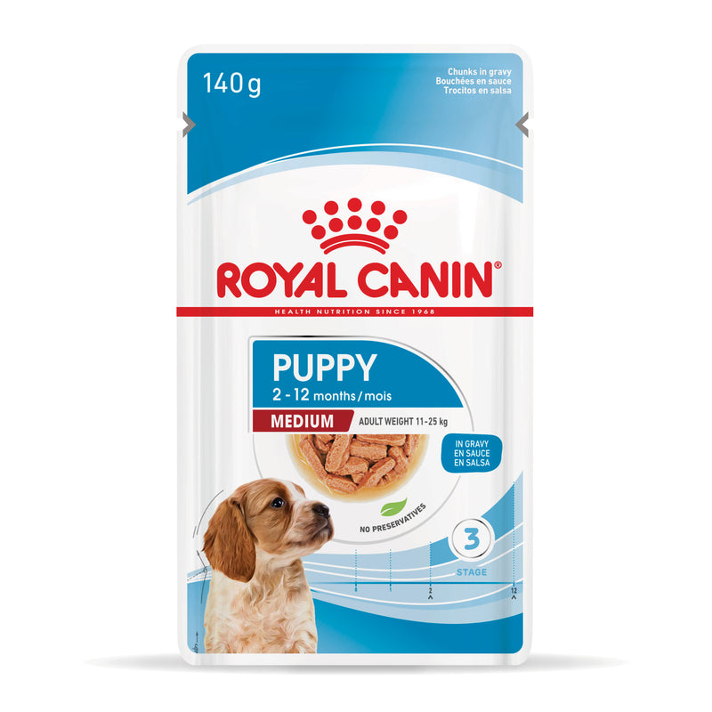 ROYAL CANIN® Medium Puppy Wet Dog Food Pouches 10x140g