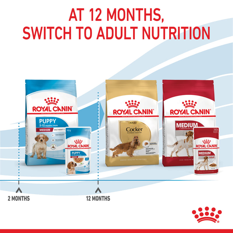 ROYAL CANIN® Medium Puppy Wet Dog Food Pouches 10x140g