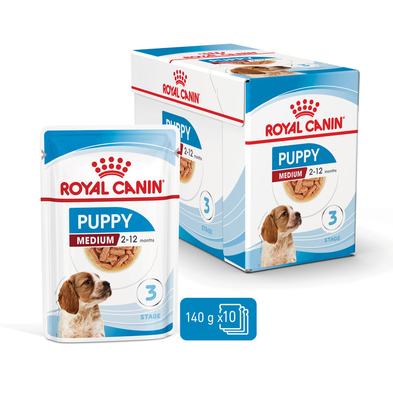 ROYAL CANIN® Medium Puppy Wet Dog Food Pouches 10x140g