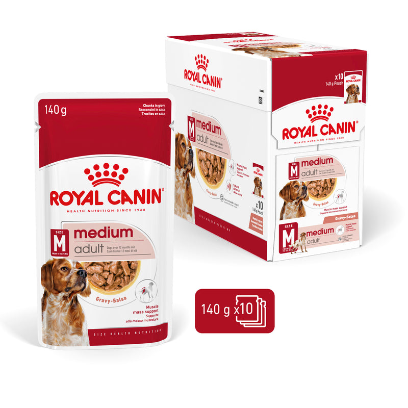 ROYAL CANIN® Medium Adult Wet Chunks in Gravy Dog Food Pouches 10x140g