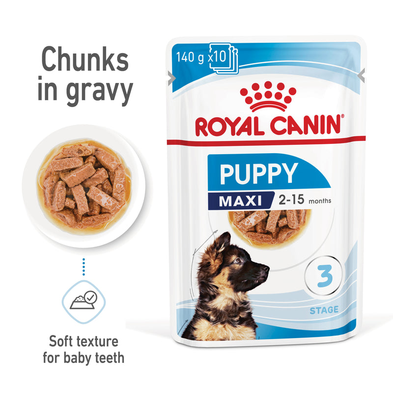 ROYAL CANIN® Maxi Puppy Wet Dog Food Pouches 10x140g