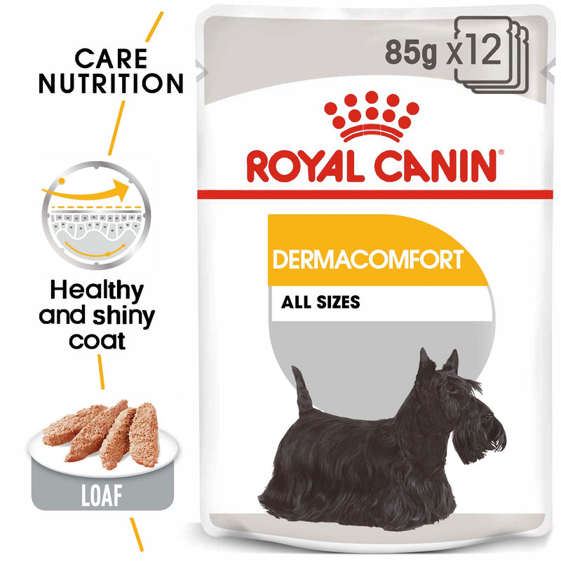 ROYAL CANIN® Dermacomfort Care Loaf Wet Dog Food Pouches 12x85g