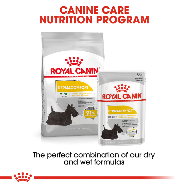 ROYAL CANIN® Dermacomfort Care Loaf Wet Dog Food Pouches 12x85g