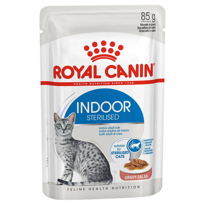 ROYAL CANIN® Indoor Adult in Gravy Wet Cat Food Pouches 12x85g
