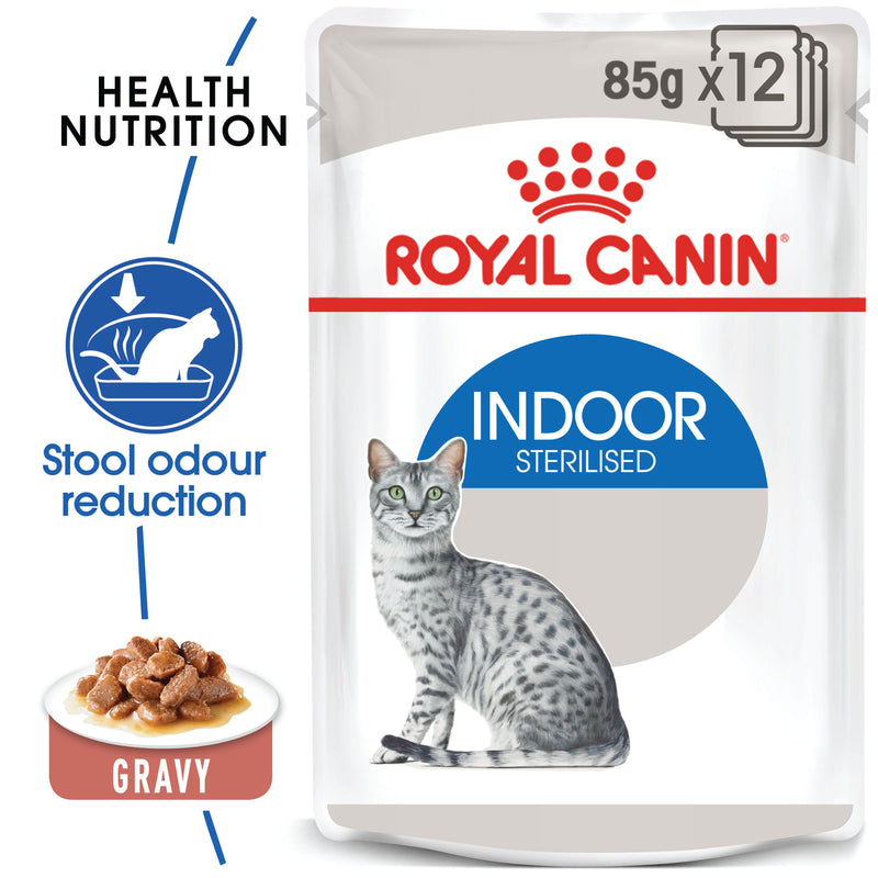 ROYAL CANIN® Indoor Adult in Gravy Wet Cat Food Pouches 12x85g