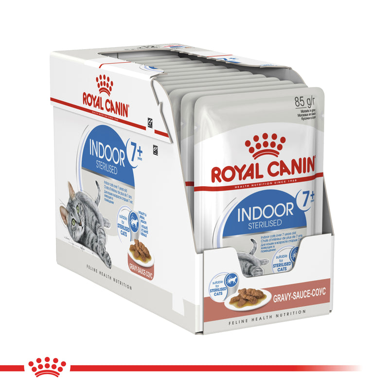 ROYAL CANIN® Indoor Adult 7+ in Gravy Wet Cat Food Pouches 12x85g