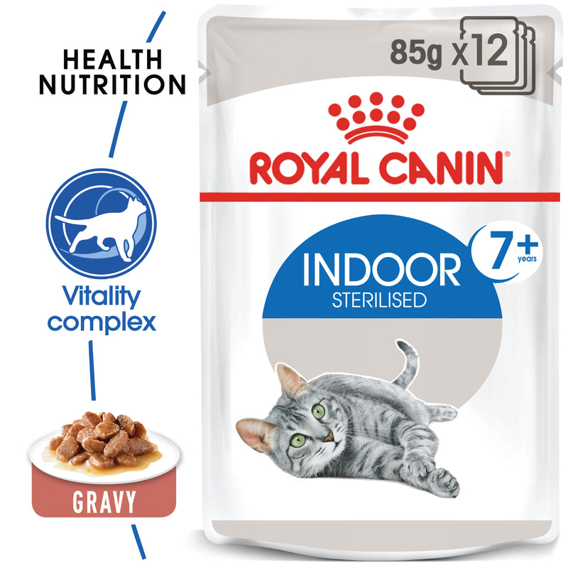ROYAL CANIN® Indoor Adult 7+ in Gravy Wet Cat Food Pouches 12x85g