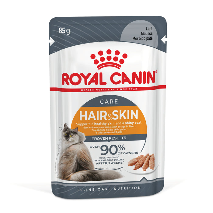 ROYAL CANIN® Hair Skin Loaf Adult Wet Cat Food Pouches 85gx12