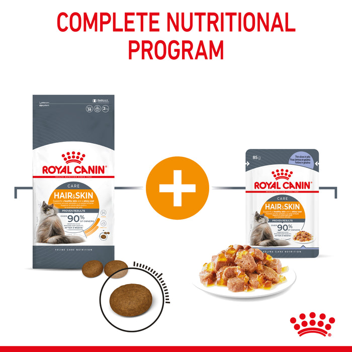 ROYAL CANIN® Hair & Skin Jelly Adult Wet Cat Food Pouches 12x85g