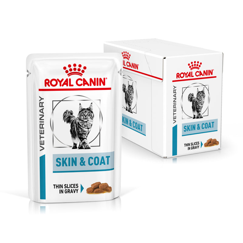 ROYAL CANIN® VETERINARY DIET Skin & Coat Adult Wet Cat Food Pouches 12 x 85g