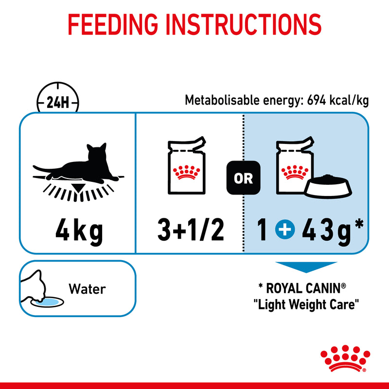 ROYAL CANIN® Light Weight Care Gravy Adult Wet Cat Food Pouches 12x85g