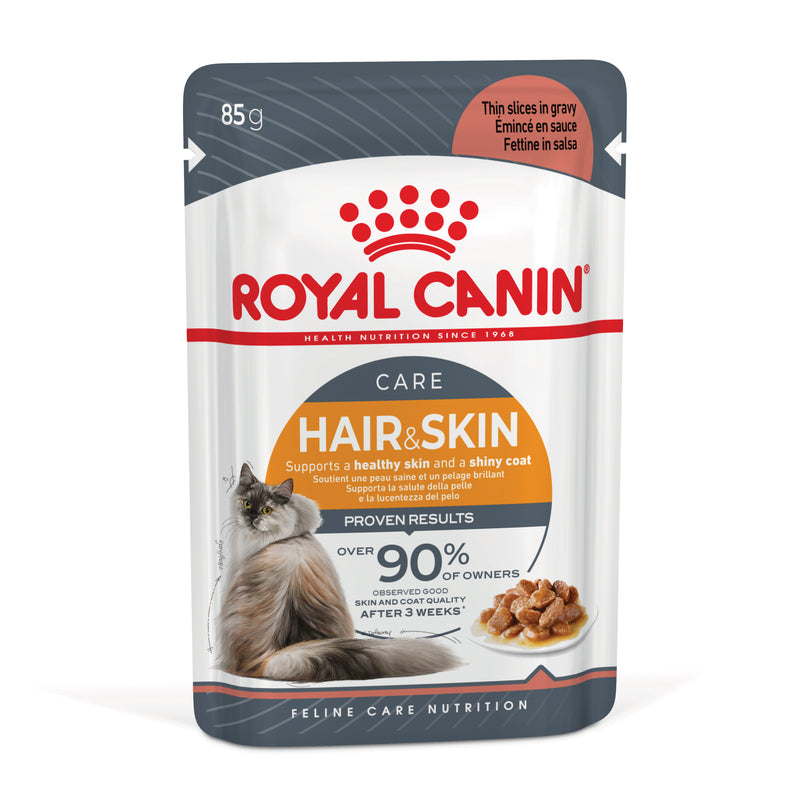 ROYAL CANIN® Hair & Skin Gravy Wet Cat Food Pouches 12x85g