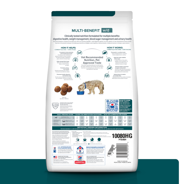Hill's Prescription Diet w/d Multi-Benefit Digestive/Weight/Glucose/Urinary Management Dry Dog Food 3.85kg