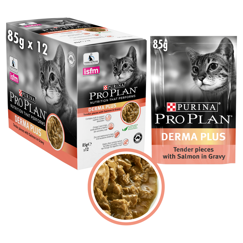 PRO PLAN Derma Plus with Salmon Wet Cat Food 12x85g