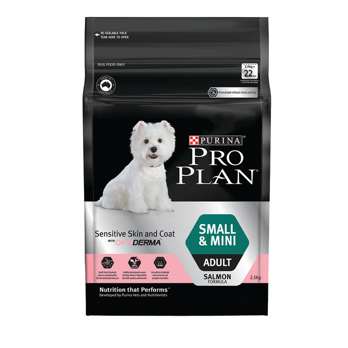 PRO PLAN Adult Small & Mini Sensitive Skin & Coat with OPTIDERMA Salmon Formula Dry Dog Food 2.5kg