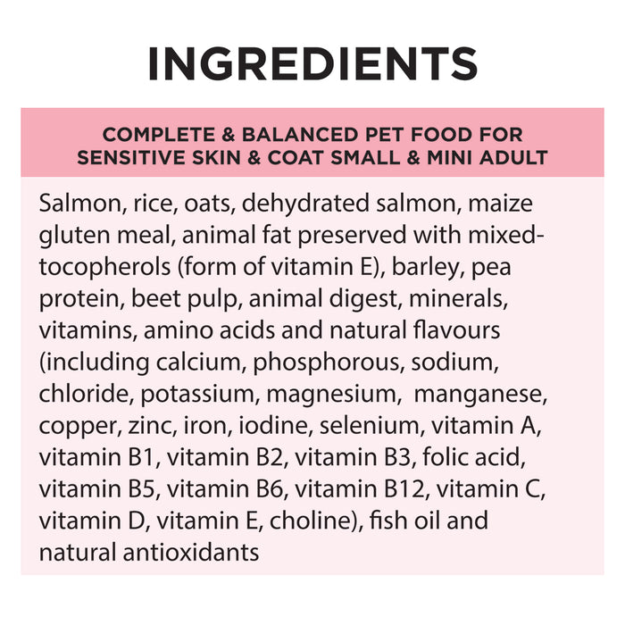 PRO PLAN Adult Small & Mini Sensitive Skin & Coat with OPTIDERMA Salmon Formula Dry Dog Food 2.5kg