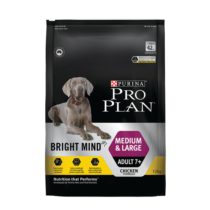 PRO PLAN Adult 7+ Medium Large Bright Mind Chicken Formula Dry Dog Food