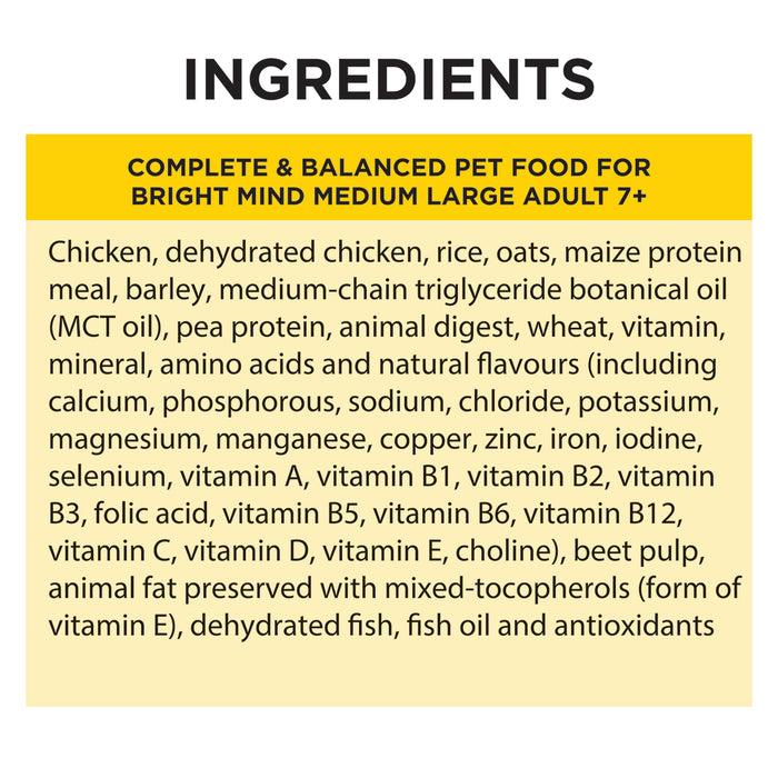 PRO PLAN Adult 7+ Medium Large Bright Mind Chicken Formula Dry Dog Food