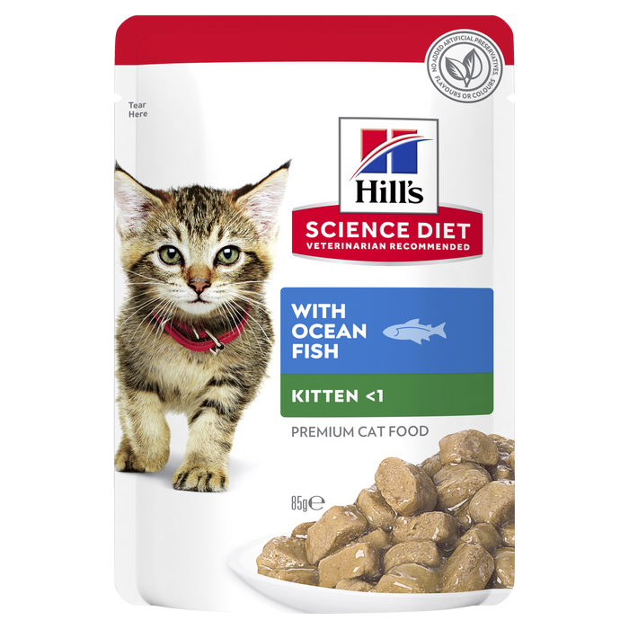 Hill's Science Diet Kitten Ocean Fish Cat Food Pouches 12 x 85g