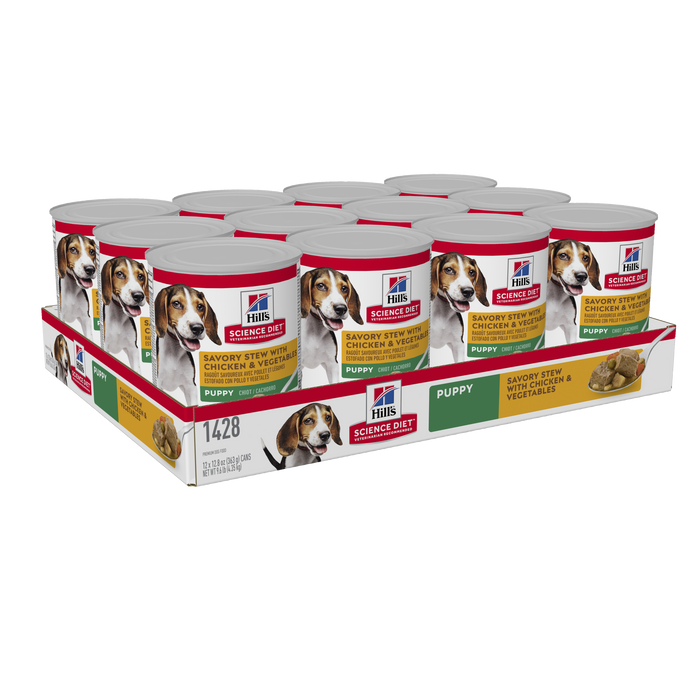 Hill's Science Diet Puppy Savory Stew Chicken & Vegetables Dog Food 12 x 363g cans