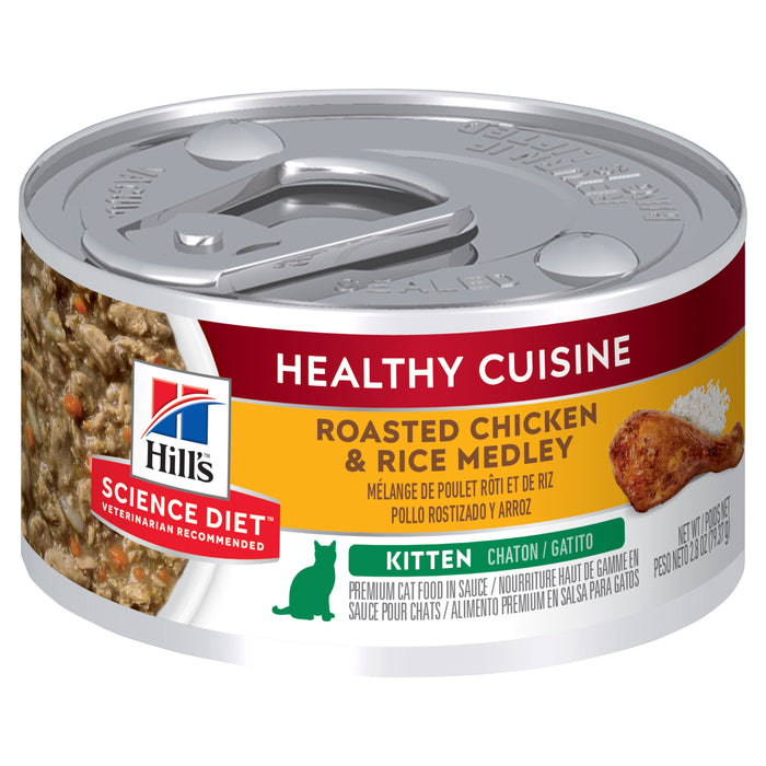 Hill's Science Diet Kitten Healthy Cuisine Chicken & Rice Medley Cat Food 24 x 79g cans