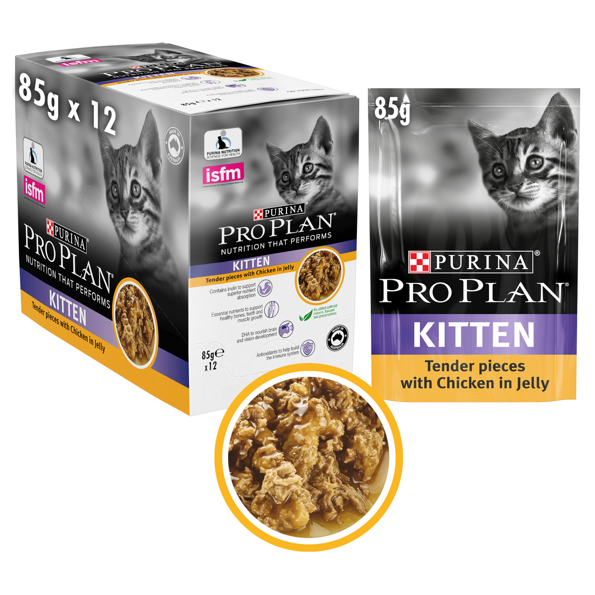 PRO PLAN Kitten Chicken In Jelly Wet Pouch Cat Food 12 x 85g — Pet
