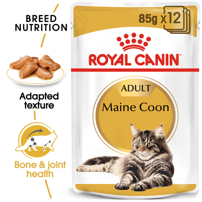 ROYAL CANIN® Maine Coon Breed Gravy Adult Wet Cat Food Pouches 12 x 85g