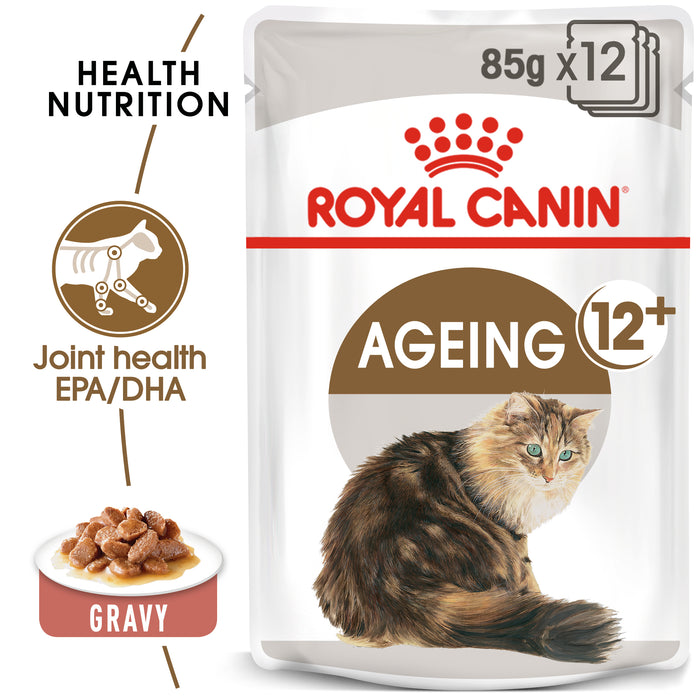 ROYAL CANIN® Ageing 12+ Gravy Adult Wet Cat Food Pouches 12 x 85g