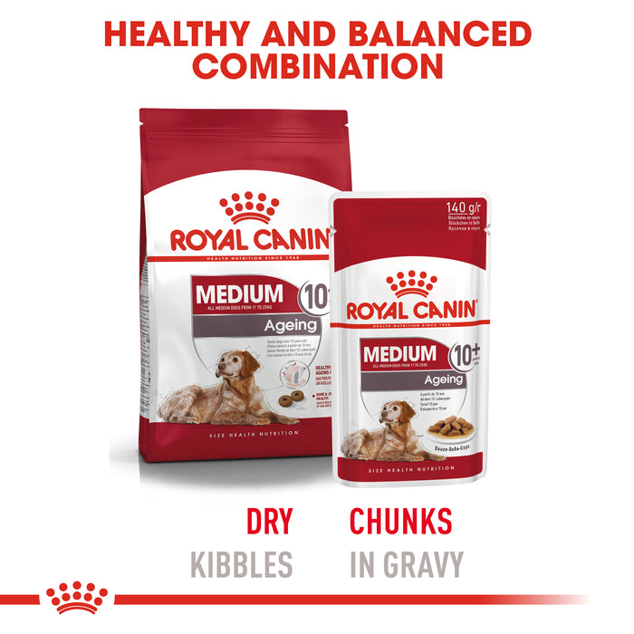 ROYAL CANIN® Medium Adult 10+ Ageing Wet Dog Food Pouches 10 x 140g