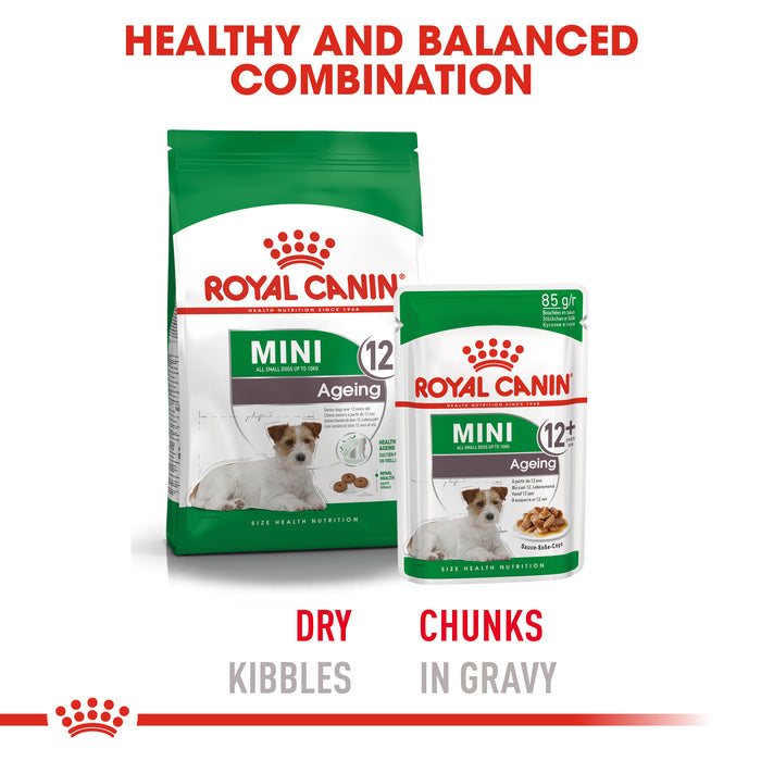 ROYAL CANIN® Mini Ageing +12 Ageing Wet Dog Food Pouches 12 x 85g