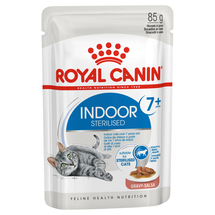 ROYAL CANIN® Indoor 7+ Gravy Adult Mature Wet Cat Food Pouches 12 x 85g