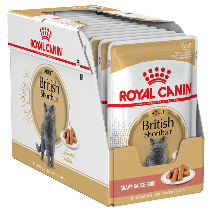 ROYAL CANIN® British Shorthair Breed Gravy Adult Wet Cat Food Pouches 12 x 85g